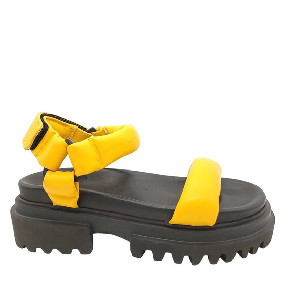 NEW ALLSAINTS Helium Sandals Womens 9Yellow Lug Chunky Grunge Designer Casual - Picture 1 of 10